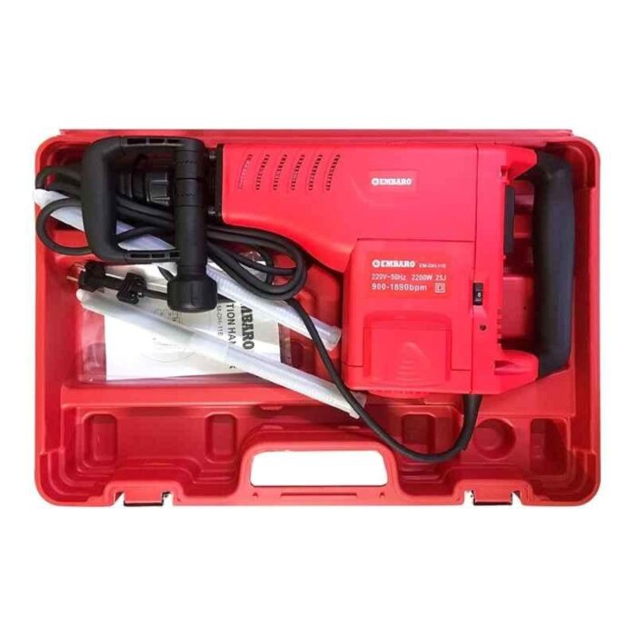 Embaro EM-DH-11E | Electric Demolition Hammer | Breaker | 2200W | No Load Speed 900-1890r/min | 11 KG | Maximum Drill Shank of 30mm | Flat Strip Switch with Variable Speed | Heavy Duty | Quality Product - Image 2