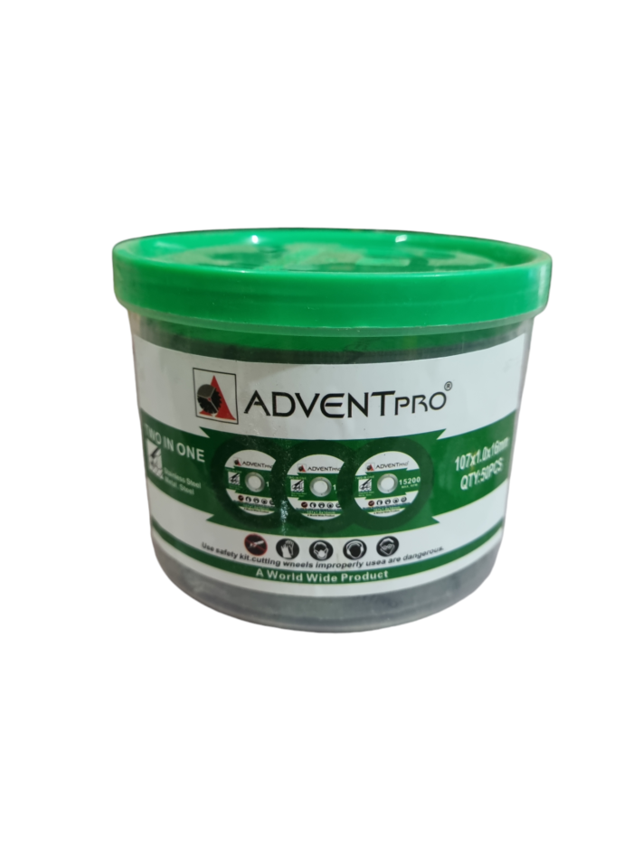 Advent Pro | Cut Off Wheel | 100mm | 4" | 107mm x 1mm x 16mm | For MS/SS Cutting | For 4" Angle Grinder | Excellent Quality | Pack of 50 pcs - Image 2