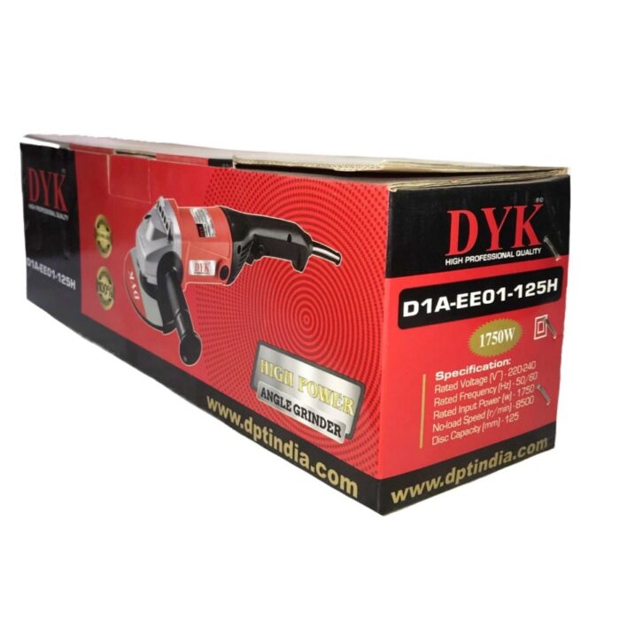 DYK D1A-EE01-125H | Angle Grinder | 5 in. | 125mm | 1950W | 8500 RPM | 6 Months Armature Warranty | Toggle Switch | Water and Dust Proof | Double Insulation | Anti Vibrational Side Handle | Extra Heavy Duty | Best in Class - Image 6