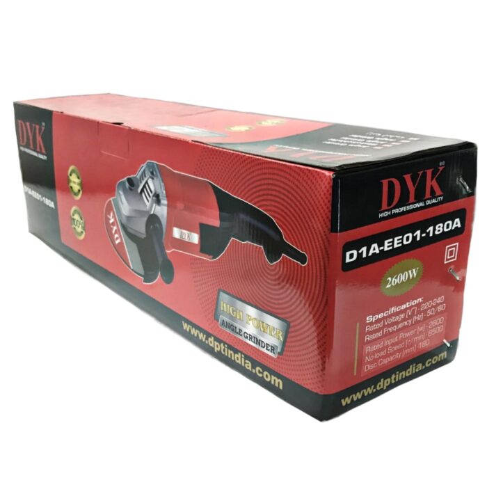 DYK D1A-EE01-180A | Angle Grinder | 7 in. | 180mm | 3350W | 8500 RPM | 6 Months Armature Warranty | Toggle Switch | Water and Dust Proof | Double Insulation | Anti Vibrational Side Handle | Extra Heavy Duty | Best in Class - Image 2