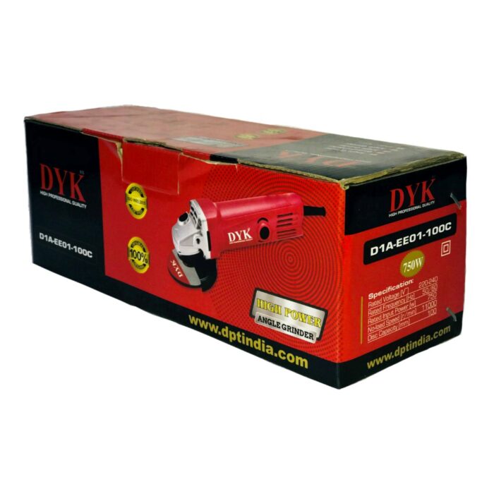 DYK D1A-EE01-100C | Angle Grinder | 4 in. | 100mm | 750W | 11000 RPM | 6 Months Armature Warranty | Toggle Switch | Water and Dust Proof | Double Insulation | Anti Vibrational Side Handle - Image 2