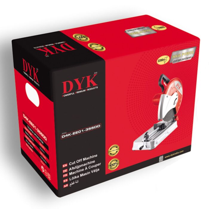 DYK D4K-EE01-355DD | Cut Off Machine | Chop Saw | 355mm | 14" | 2980W | 3900 RPM | 6 Months Armature Warranty | Dust and Water Proof | Full Copper Winding | D-Type Handle | Heavy Duty | Best in Class - Image 2