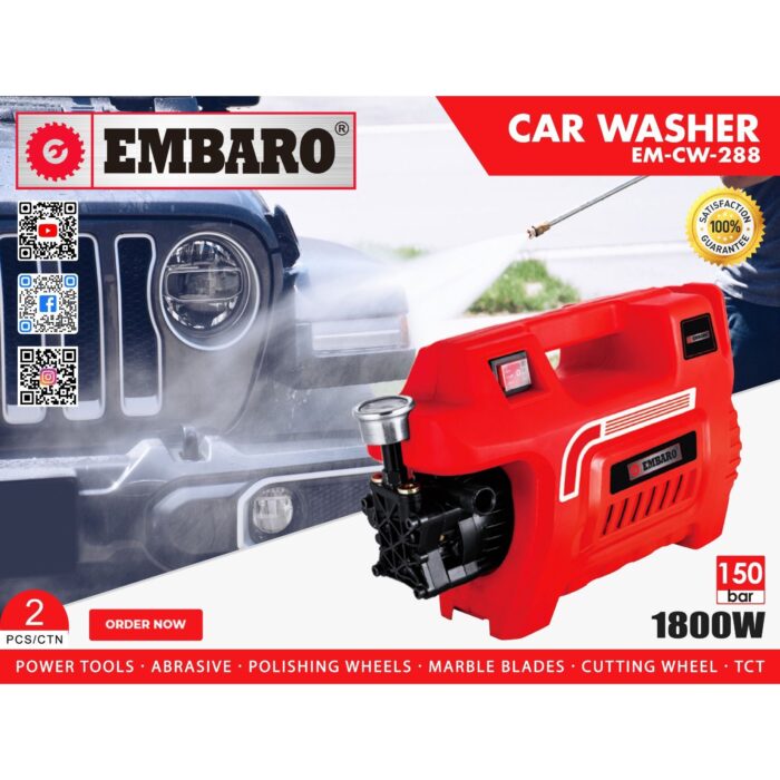 Embaro EM-CW-288N | High Pressure Washer | 150 bar | 1800W | 10L/min Flow | Auto Stop | Heavy Duty - Image 5