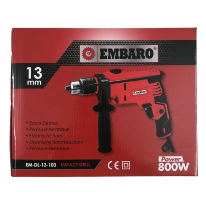 Embaro EM-DL-13-103 | Impact Drill | 13mm | 800W | 4800 RPM | Reverse & Forward Mode | Variable Speed | Impact & Regular Drill Mode | Heavy Duty - Image 8