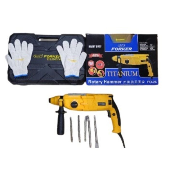 DPT Forker FO-26 | Rotary Hammer Drill | 26mm | 1800W | 0-1300 RPM | 3 Pcs Drill Bits | Copper Motor | Reverse Forward Function | Variable Speed | Three Mode | Pistol Type Handle | Heavy Duty | Rough and Tough - Image 3
