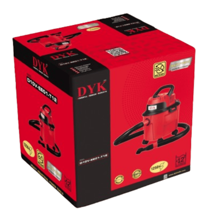 DYK D10V-EE01-T12 | Electric Vacuum Cleaner | 12L | 1250W | 10-14 L/s Flow | 6 Months Motor Warranty | Dust and Water Proof - Image 2