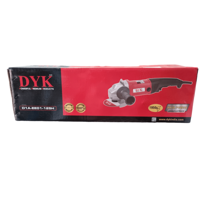 DYK D1A-EE01-125H | Angle Grinder | 5 in. | 125mm | 1950W | 8500 RPM | 6 Months Armature Warranty | Toggle Switch | Water and Dust Proof | Double Insulation | Anti Vibrational Side Handle | Extra Heavy Duty | Best in Class - Image 7