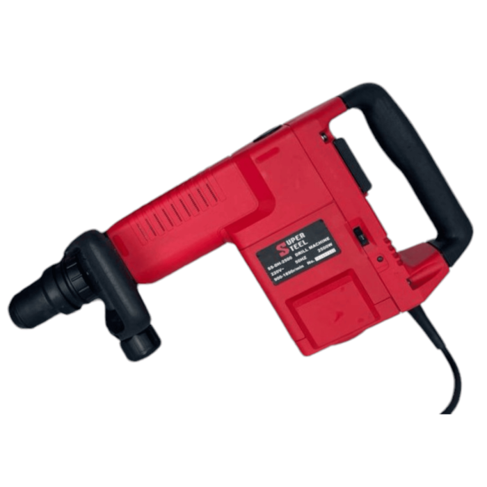 SuperSteel DH-2500 | Electric Demolition Hammer | Breaker | 2500W | No Load Speed 900-1890r/min | 11 KG | Flat Strip Switch with Variable Speed | Waterproof and Dust-proof | 6 Months Armature Warranty | Heavy Duty | Quality Product