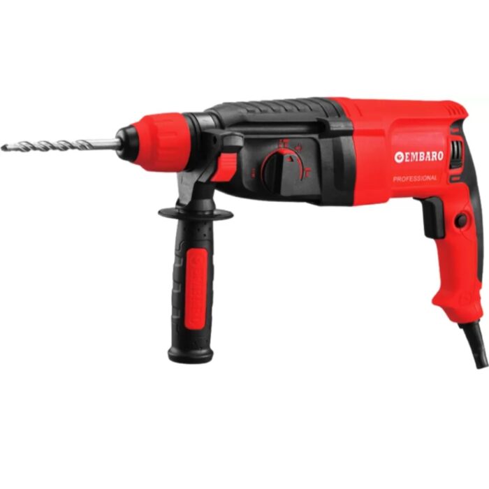 Embaro EM-RH-2.26 | Rotary Hammer Drill | 26mm | 900W | 0-850 RPM | 3 Pcs Drill Bits | Copper Motor | Reverse Forward Function | Variable Speed | Three Mode | Pistol Type Handle | Heavy Duty