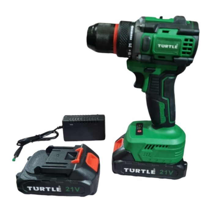Turtle ST-763S | Screw Driver Drill | Brushless | Cordless | 21V, 1.3Ah Battery | 10mm | 0-550 and 0-2000 RPM | Reverse Forward Function | LED Light | 45NM Torque | Metal Chuck | Heavy Duty
