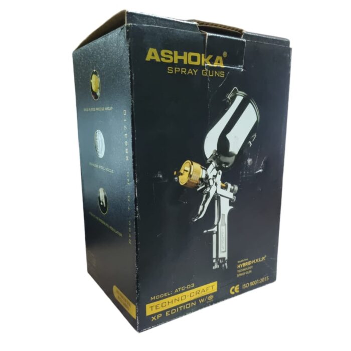 Ashoka ATC-03 | Techno Craft XP Edition | HVLP Spray Gun | World's First Hybrid HVLP Technology Gun | 1 Pint | 1.4mm Nozzle | Stainless Steel Body | 600ml | Gold Plated Air Cap | Extra Heavy Duty - Image 9